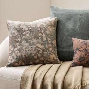 NWT West Elm Abstract Hydrangea Velvety Throw Pillow Cover 20x20 Aegean